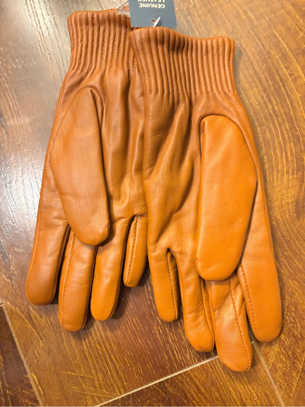 Universal Thread Tan Leather Ribbed-Cuff Gloves - Picture 2 of 4